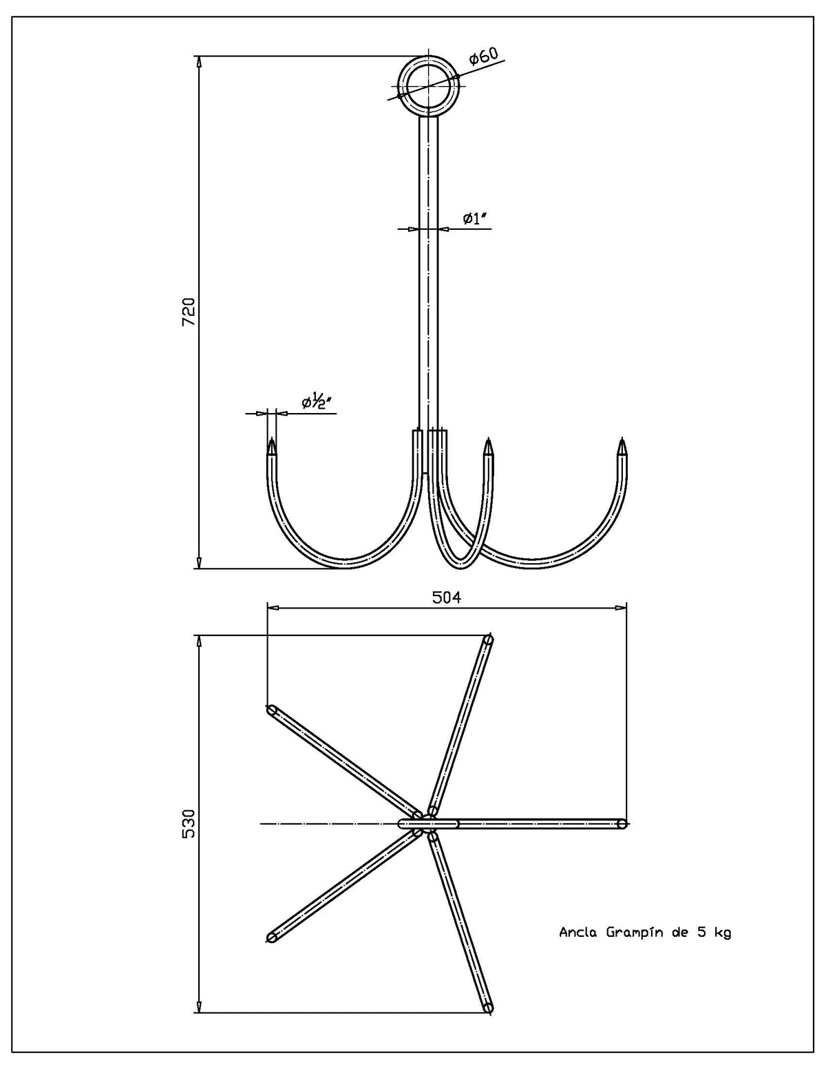5kg Grampin Anchor